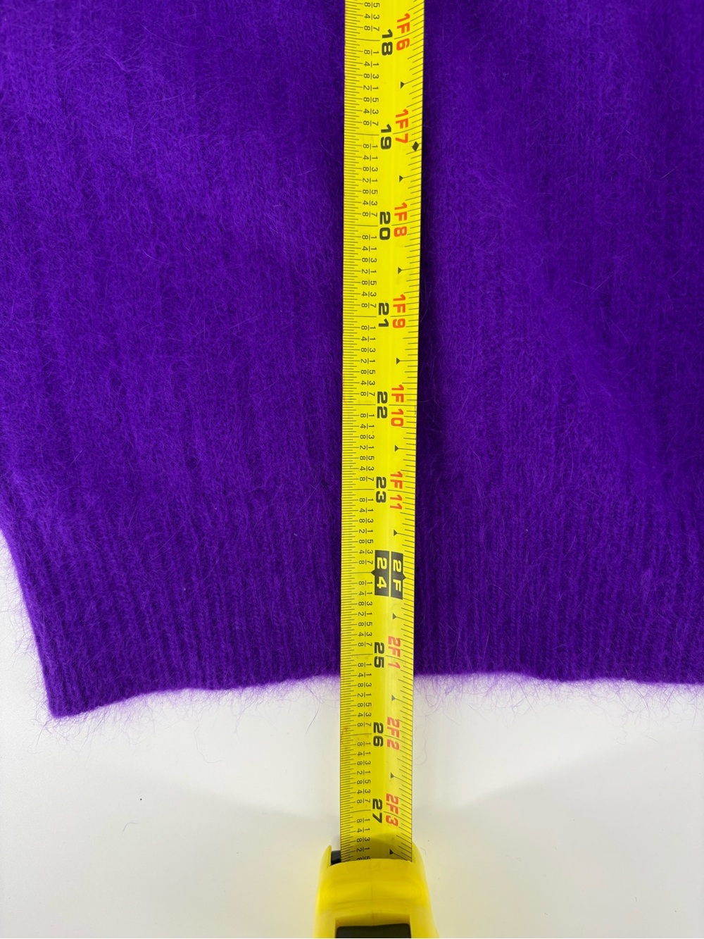 VTG Rafaella Grape Purple Angora Rabbit Hair Lambswool Mock Neck Sweater Large - Picture 13 of 15